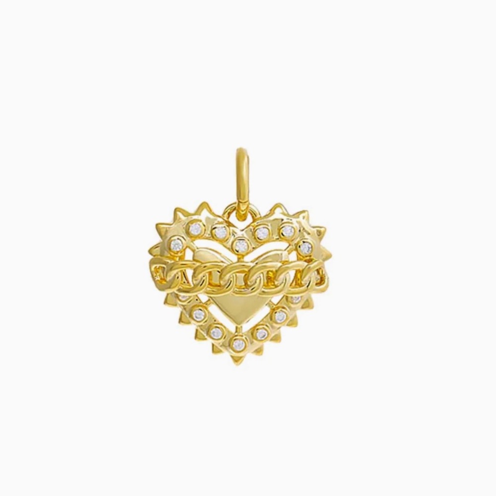 Adina Eden CZ Cuban Heart Necklace Charm NWT